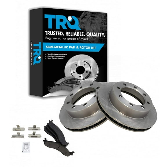 TRQ Front Brake Pad & Rotor Kit Brake Pads Brake Rotor Semi-Metallic Fits Select 1995-1997 Ford F-250 F-350