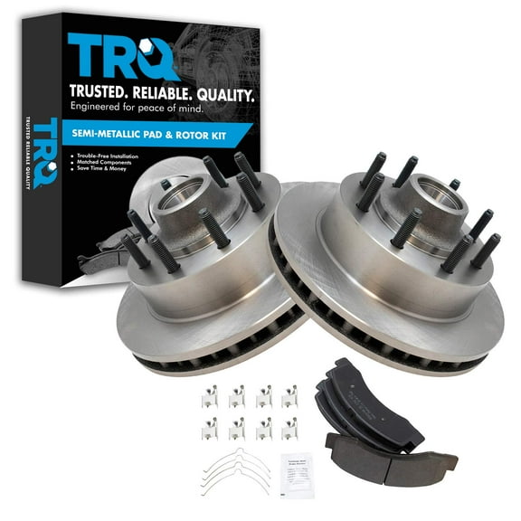 TRQ Front Brake Pad & Rotor Kit Brake Pads Brake Rotor Semi-Metallic Fits Select 2000-2002 Ford Excursion F-250 Super Duty F-350 Super Duty