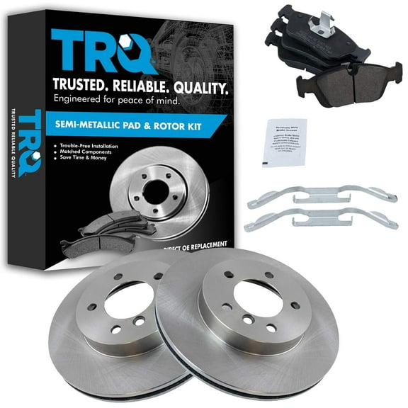 TRQ Front Brake Pad & Rotor Kit Brake Pads Brake Rotor Semi-Metallic Fits Select 2000 BMW 323Ci 323i 2001-2006 325Ci 2001-2005 325i 325xi 328Ci 1999-2000 328i 2001-2002 Z3 2003-2005 Z4
