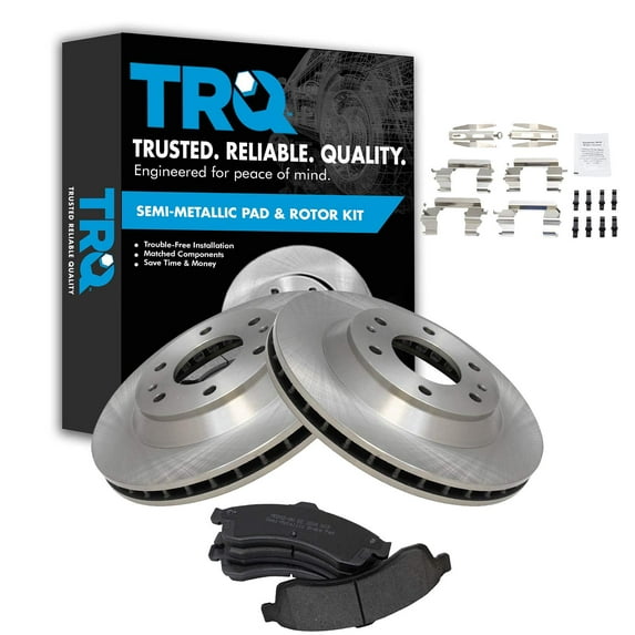 TRQ Front Brake Pad & Rotor Kit Brake Pads Brake Rotor Semi-Metallic Fits Select 2004-2005 Buick Rainier 2002-2005 Chevrolet Trailblazer GMC Envoy Isuzu Ascender 2002-2004 Oldsmobile Bravada