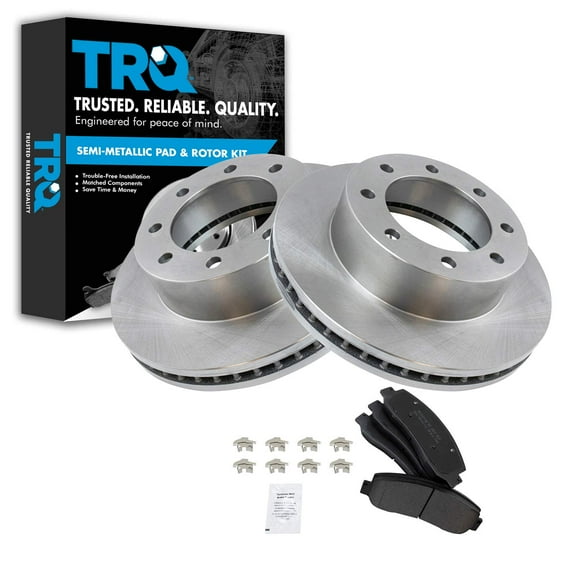 TRQ Front Brake Pad & Rotor Kit Brake Pads Brake Rotor Semi-Metallic Fits Select 2005-2012 Ford F-250 Super Duty F-350 Super Duty