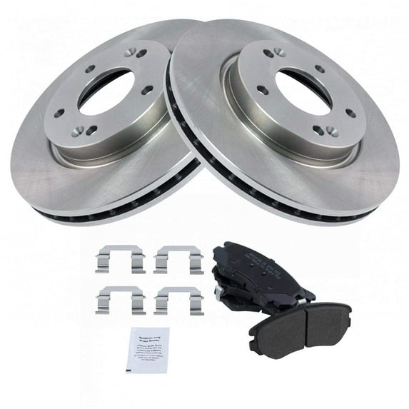 TRQ Front Brake Pad & Rotor Kit Brake Pads Brake Rotor Semi-Metallic Fits Select 2007-2010 Hyundai Elantra