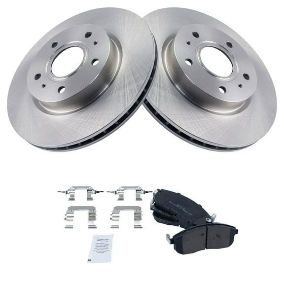 TRQ Front Brake Pad & Rotor Kit Brake Pads Brake Rotor Semi-Metallic Fits Select 2007-2013 Suzuki SX4