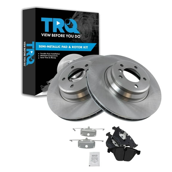 TRQ Front Brake Pad & Rotor Kit Brake Pads Brake Rotor Semi-Metallic Fits Select 2009-2011 BMW 335d 2007-2013 335i 2009-2013 335i xDrive 2011-2013 335is 2007-2008 335xi 2013-2015 X1