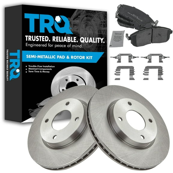 TRQ Front Brake Pad & Rotor Kit Brake Pads Brake Rotor Semi-Metallic Fits Select 2009-2014 Nissan Cube 2007-2012 Sentra Versa