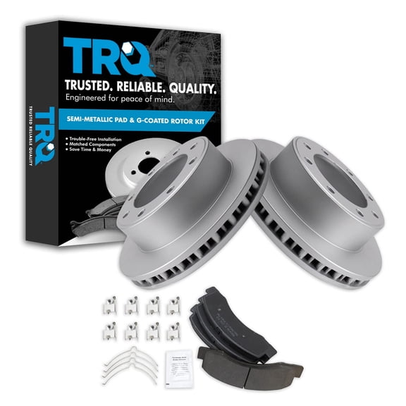 TRQ Front Brake Pad & Rotor Kit Brake Pads Brake Rotor Semi-Metallic Premium G-Coated Fits Select 2000-2005 Ford Excursion 2000-2004 F-250 Super Duty F-350 Super Duty