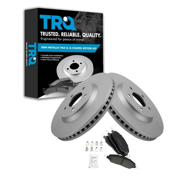 TRQ Front Brake Pad & Rotor Kit Brake Pads Brake Rotor Semi-Metallic Premium G-Coated Fits Select 2005-2014 Ford Mustang