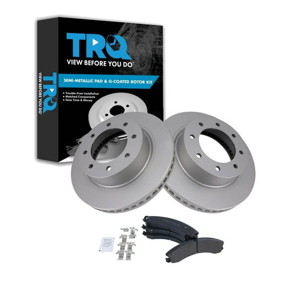 TRQ Front Brake Pad & Rotor Kit Brake Pads Brake Rotor Semi-Metallic Premium G-Coated Fits Select 2012-2019 Nissan NV1500 NV2500 NV3500