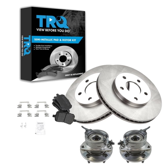 TRQ Front Brake Pad & Rotor Kit Brake Pads Brake Rotor Wheel Hub Bearing Assembly Semi-Metallic Fits Select 2006-2011 Chevrolet HHR