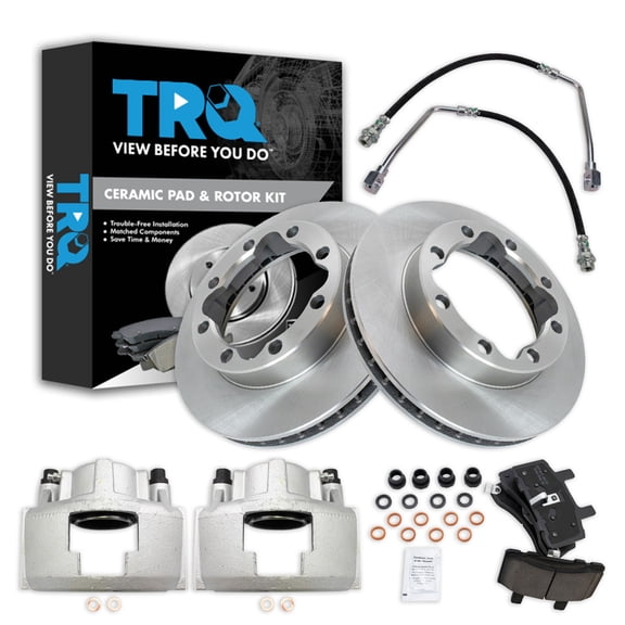 TRQ Front Brake Pad & Rotor Kit Ceramic Fits 1995-1999 Chevrolet K1500 Suburban 1988-1996 K2500 GMC