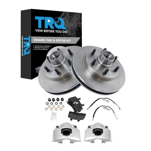 TRQ Front Brake Pad & Rotor Kit Ceramic Fits 1996-2002 Chevrolet Express 2500 GMC Savana 2500