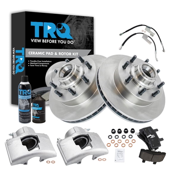 TRQ Front Brake Pad & Rotor Kit Ceramic Fits 2001-2002 Chevrolet Express 2500 Express 3500 GMC Savana 2500 Savana 3500