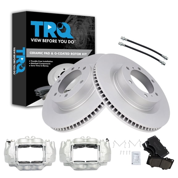 TRQ Front Brake Pad & Rotor Kit Ceramic Premium G-Coated Fits 2010-2017 Lexus GX460 2010-2015 Toyota 4Runner