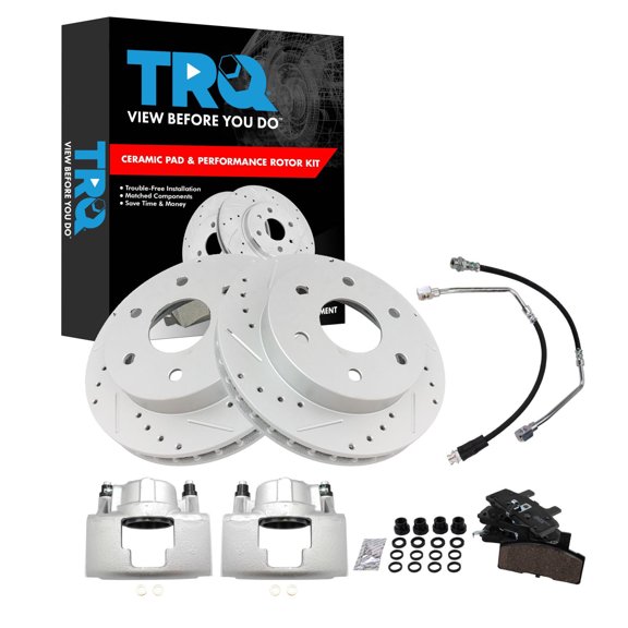 TRQ Front Brake Pad & Rotor Kit Fits 94-00 Chevrolet K1500 Tahoe GMC Yukon