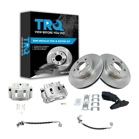 TRQ Front Brake Pad & Rotor Kit Brake Caliper Brake Hose Brake Pads Brake Rotor Semi-Metallic Fits Select 1996-2001 Ford Explorer 1998-2002 Ranger Mazda B4000 1998-2001 Mercury Mountaineer