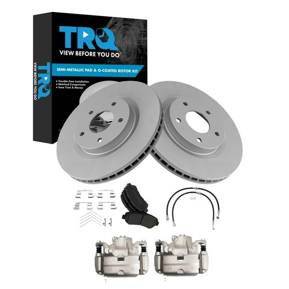 TRQ Front Brake Pad & Rotor Kit Premium G-Coated Semi-Metallic Fits 2011-2012 Nissan Sentra