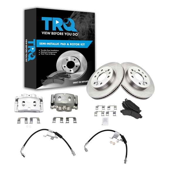 TRQ Front Brake Pad & Rotor Kit Semi-Metallic Driver & Passenger Side Fits 2007 Cadillac Escalade Escalade ESV Escalade EXT Chevrolet Avalanche Suburban 1500 Tahoe GMC Yukon Yukon XL 1500
