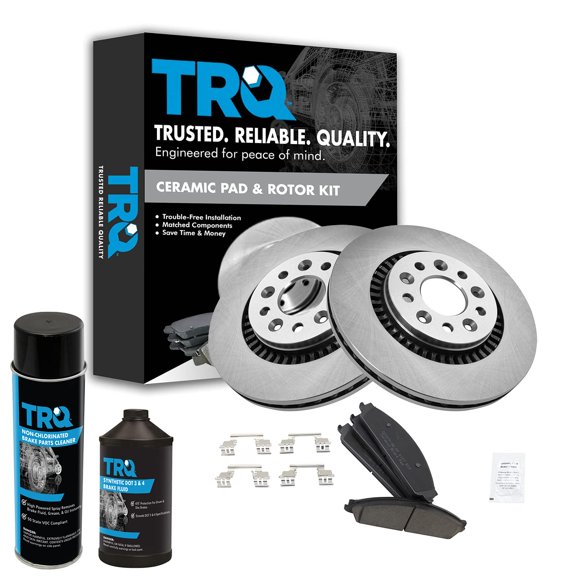 TRQ Front Brake Pad & Rotor Kit w/Chemicals for Freestyle Taurus Montego Sable BKA16250