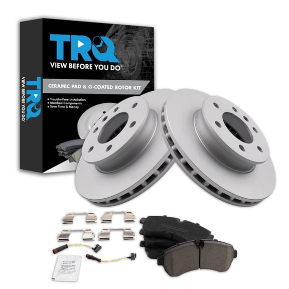 TRQ Front Brake Pad and Rotor Set Ceramic Coated Rotors Fits 2007-2009 Dodge Sprinter 3500 2007-2020 Freightliner 2500 3500 4500 2010-2021 Mercedes-Benz Sprinter 1500 2500 3500 3500XD 4500