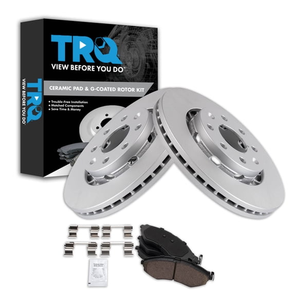 TRQ Front Brake Pad and Rotor Set Ceramic G Coated Rotors Fits 2004-2011 Chevrolet Aveo 2007-2011 Aveo5 2013-2015 Spark 2014-2016 Spark EV 2009 Pontiac G3