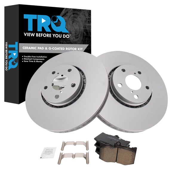 TRQ Front Brake Pad and Rotor Set Ceramic G Coated Rotors Fits 2007-2008 Lexus GS350 GS450h 2006-2007 GS430 2008 GS460 2016-2017 IS200t 2018 IS300 2006-2018 IS350
