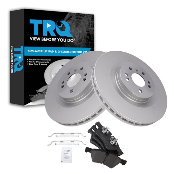 TRQ Front Brake Pad and Rotor Set Semi Metallic Coated Rotors Fits 2005-2011 G55 AMG 2006 2010-2012 R350 2007-2009 GL320 2010-2012 GL350 2007-2012 GL450 2008-2012 GL550 2008-2011 ML550