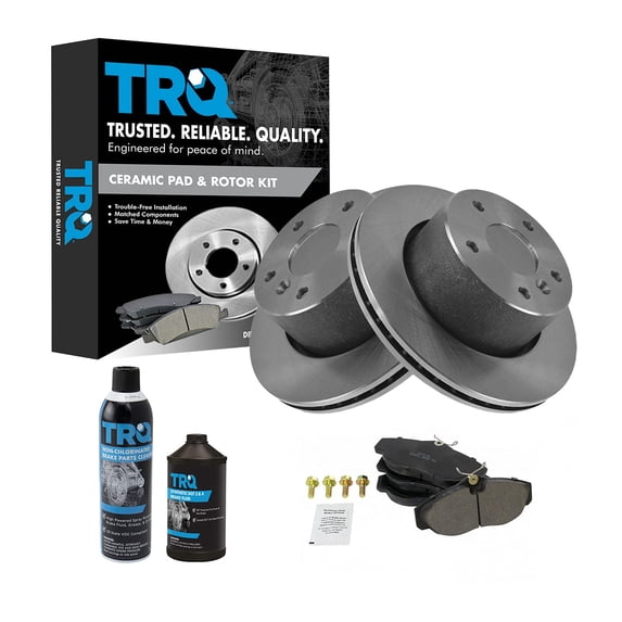 TRQ Front Brake Pad and Rotor Pair Kit w/Chemicals Ceramic w/Chemicals for overy BKA17392