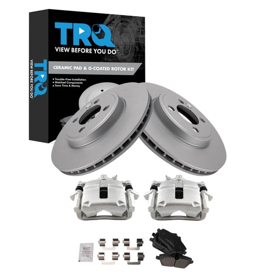 TRQ Front Brake Pad and Rotor Set Ceramic 280 mm Vented Rotors Calipers Fits 2015 Mini Cooper