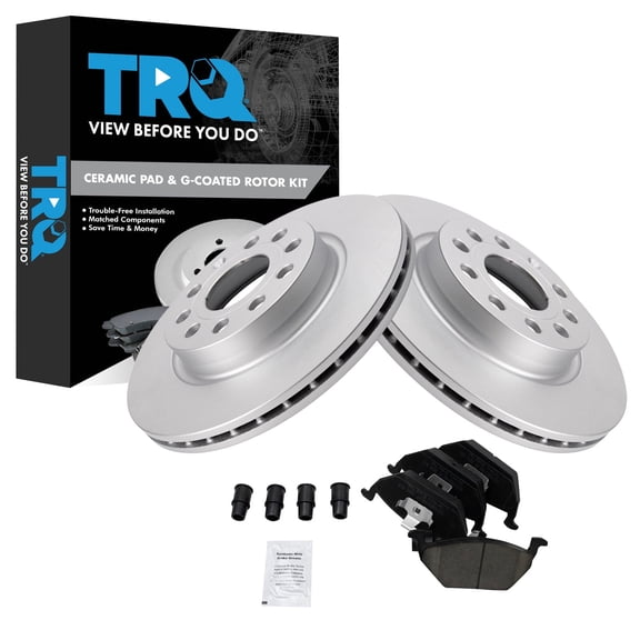 TRQ Front Brake Pad and Rotor Set Ceramic 280 mm Vented Rotors Fits 2011-2014 Volkswagen Jetta
