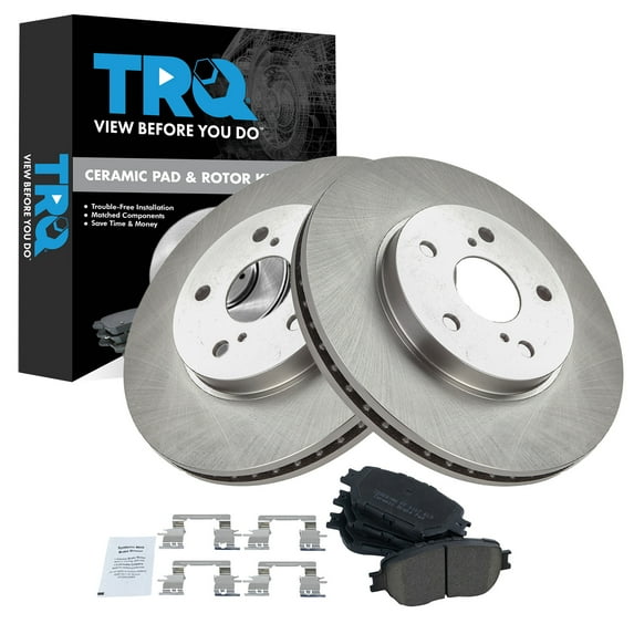 TRQ Front Brake Pad and Rotor Set Ceramic 296 mm Rotors Fits 2009-2015 Lexus IS250 2002-2004 Toyota Camry