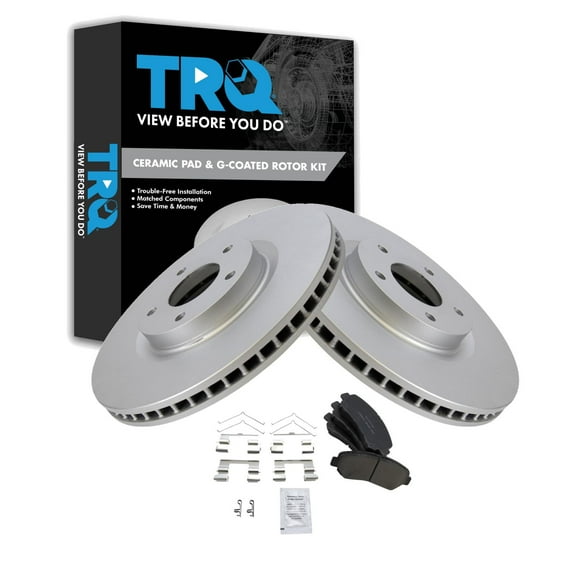 TRQ Front Brake Pad and Rotor Set Ceramic Coated Rotors Fits 2009-2014 2016-2021 Nissan Maxima