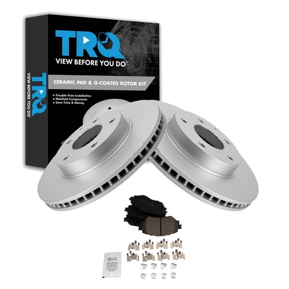 TRQ Front Brake Pad and Rotor Set Ceramic Coated Rotors Fits 2014-2018 Mazda 3