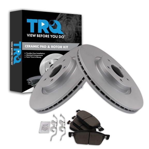 TRQ Front Brake Pad and Rotor Set Ceramic Coated Rotors Fits 2018-2019 Lincoln MKC