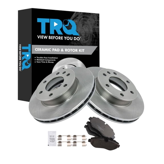 TRQ Front Brake Pad and Rotor Set Ceramic Fits 2010-2018 Mercedes-Benz Sprinter 2500 2007-2016 Freightliner 2007-2009 Dodge Sprinter 2500