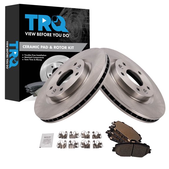 TRQ Front Brake Pad and Rotor Set Ceramic Fits 2020-2021 Nissan Rogue Korea Built Models