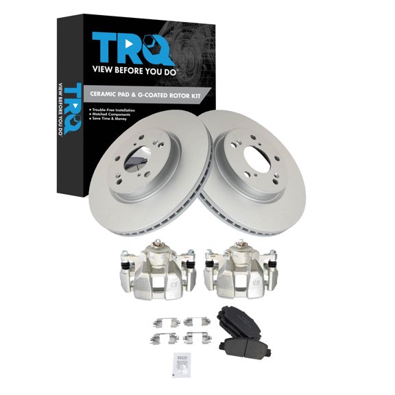 TRQ Front Brake Pad and Rotor Set Ceramic G Coated Rotors Calipers Fits 2016-2022 Honda HR-V