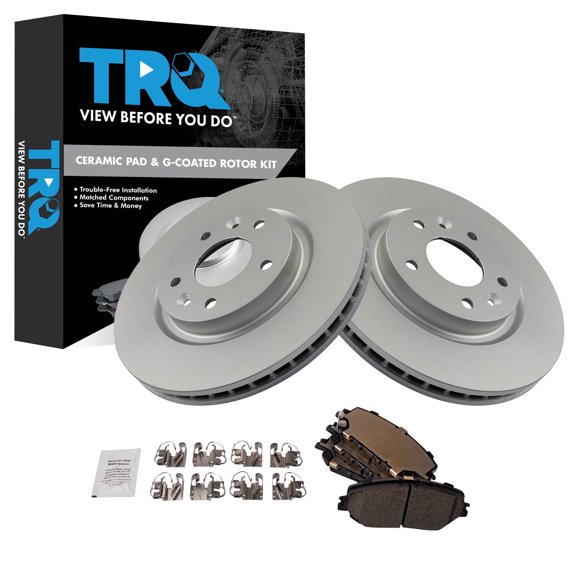 TRQ Front Brake Pad and Rotor Set Ceramic G Coated Rotors Fits 2020-2021 Nissan Rogue Korea Built