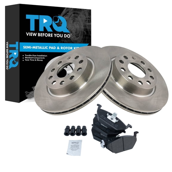 TRQ Front Brake Pad and Rotor Set Semi Metallic 280 mm Vented Rotors Fits 2011-2013 Volkswagen Jetta