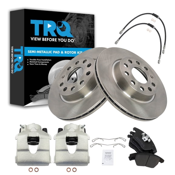 TRQ Front Brake Pad and Rotor Set Semi Metallic 280mm Vented Rotors Calipers Fits 2012-2013 Volkswagen Jetta