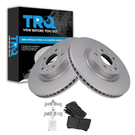 TRQ Front Brake Pad and Rotor Set Semi Metallic Coated Rotors Brake Code JE2 Fits 2016-2018 Cadillac CT6 2014-2018 CTS