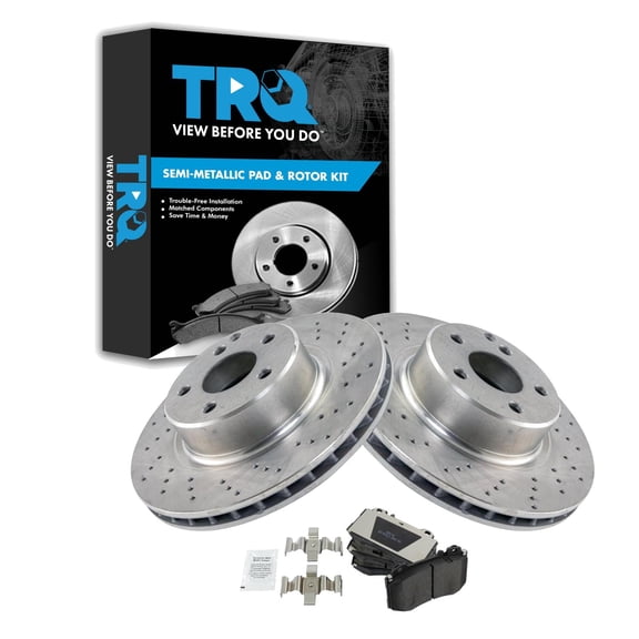 TRQ Front Brake Pad and Rotor Set Semi Metallic Fits 2003-2006 Mercedes-Benz CL500 S430 S500
