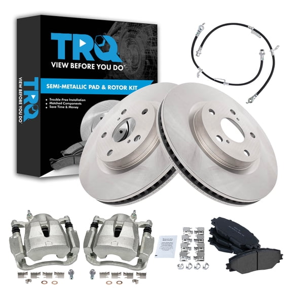 TRQ Front Brake Pad and Rotor Set Semi Metallic Rotors Calipers Fits 2011-2016 Scion tC 2016 iM 2017-2018 Toyota Corolla iM