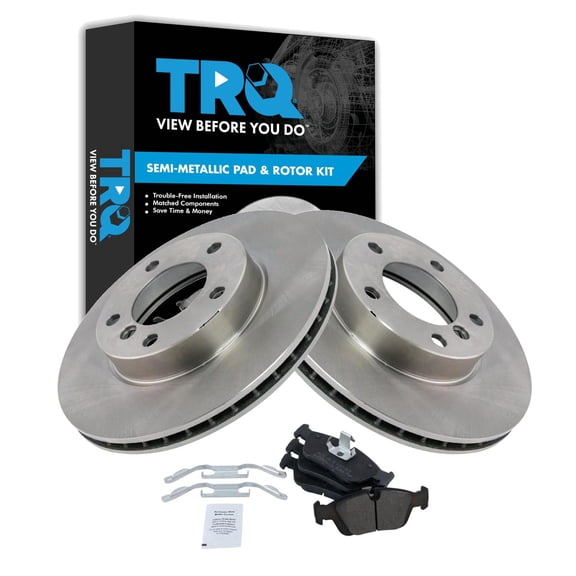 TRQ Front Brake Pad and Rotor Set Semi Metallic Rotors Fits 2000 BMW 323Ci 1998-2000 323i 1998 328i 1998-2000 Z3
