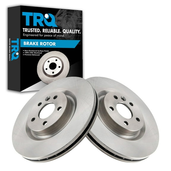 TRQ Front Brake Rotors Set Vented Fits Select 2018-2021 Jaguar E-Pace 2015-2019 Land Rover Discovery Sport 2016-2019 Range Rover Evoque