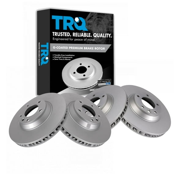 TRQ Front Brake Rotors Set Vented Premium G-Coated Fits Select 2007-2015 Audi Q7 2003-2013 Porsche Cayenne 2004-2010 Volkswagen Touareg