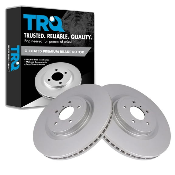 TRQ Front Brake Rotors Set Vented Premium G-Coated Fits Select 2009-2013 INFINITI FX50 2008-2013 G37 2011-2013 M37 M56 2014-2019 Q50 Q60 Q70 2015-2019 Q70L 2014 QX70 2009-2019 Nissan 370Z