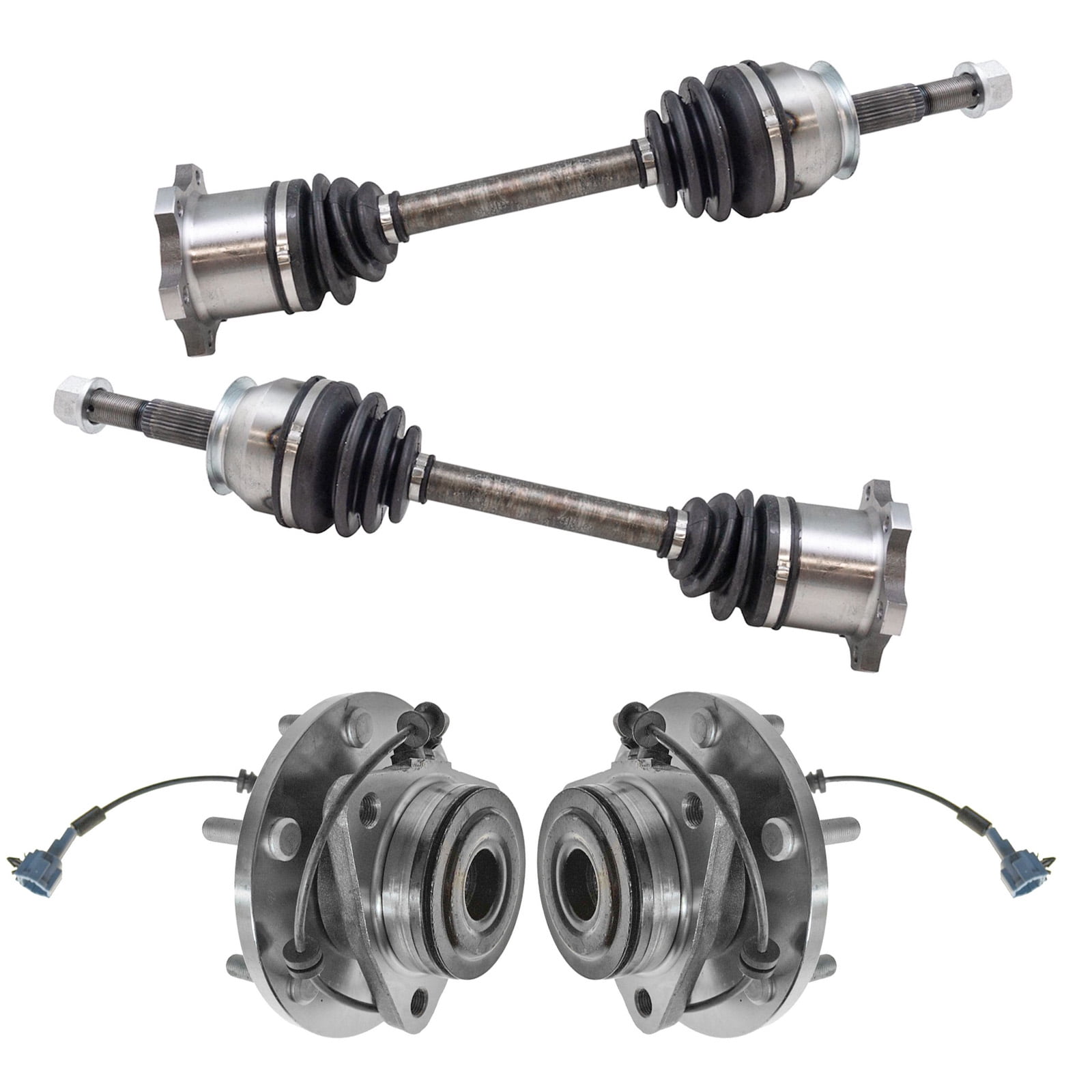 TRQ Front CV Axle Shafts & Wheel Hub Bearing Assemblies 4pc for Nissan ...