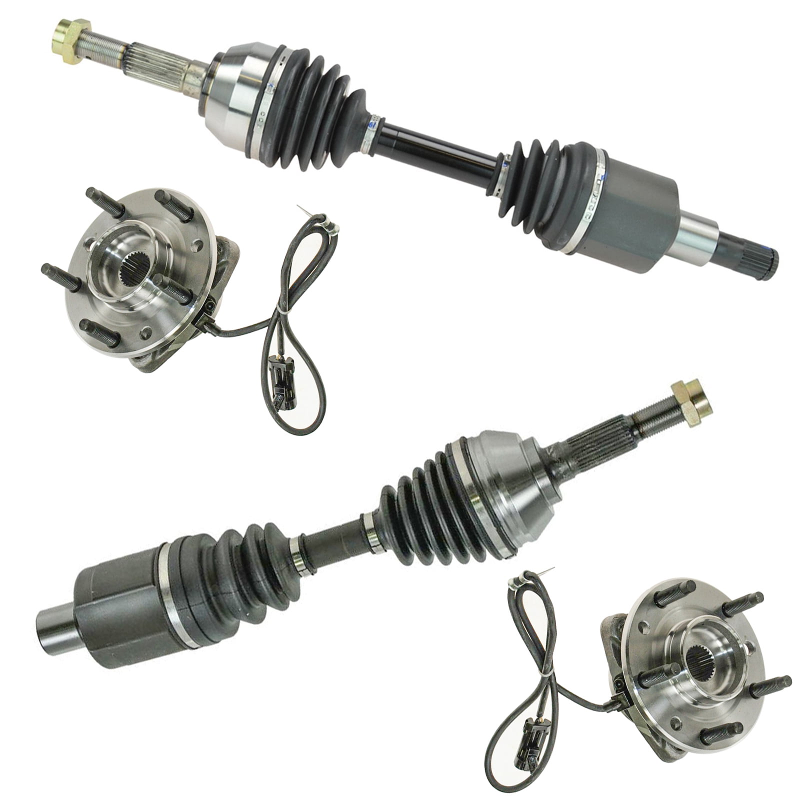 Assembly Set TRQ Front CV Axle Shafts & Wheel Hub Bearing Assemblies Set of 4 for GM ...