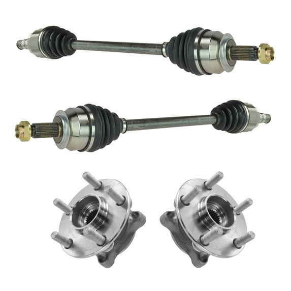 TRQ Front CV Axle Shafts & Wheel Hub Bearing Assemblies Set of 4 for Subaru New CSA64093