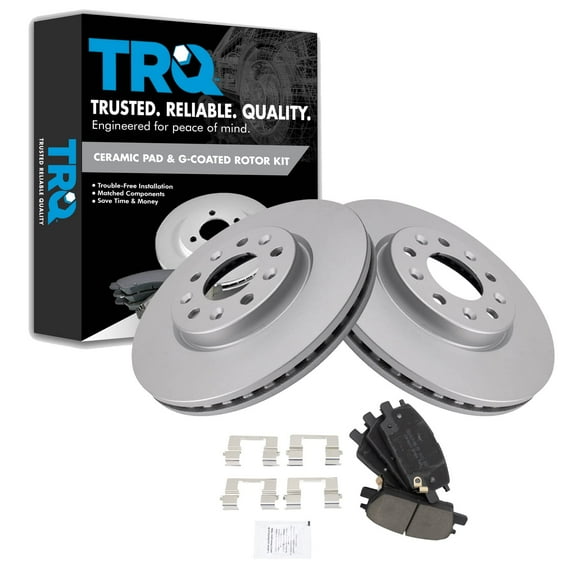 TRQ Front Ceramic Brake Pad & Coated Rotor Kit Fits Select LaCross Equinox Malibu